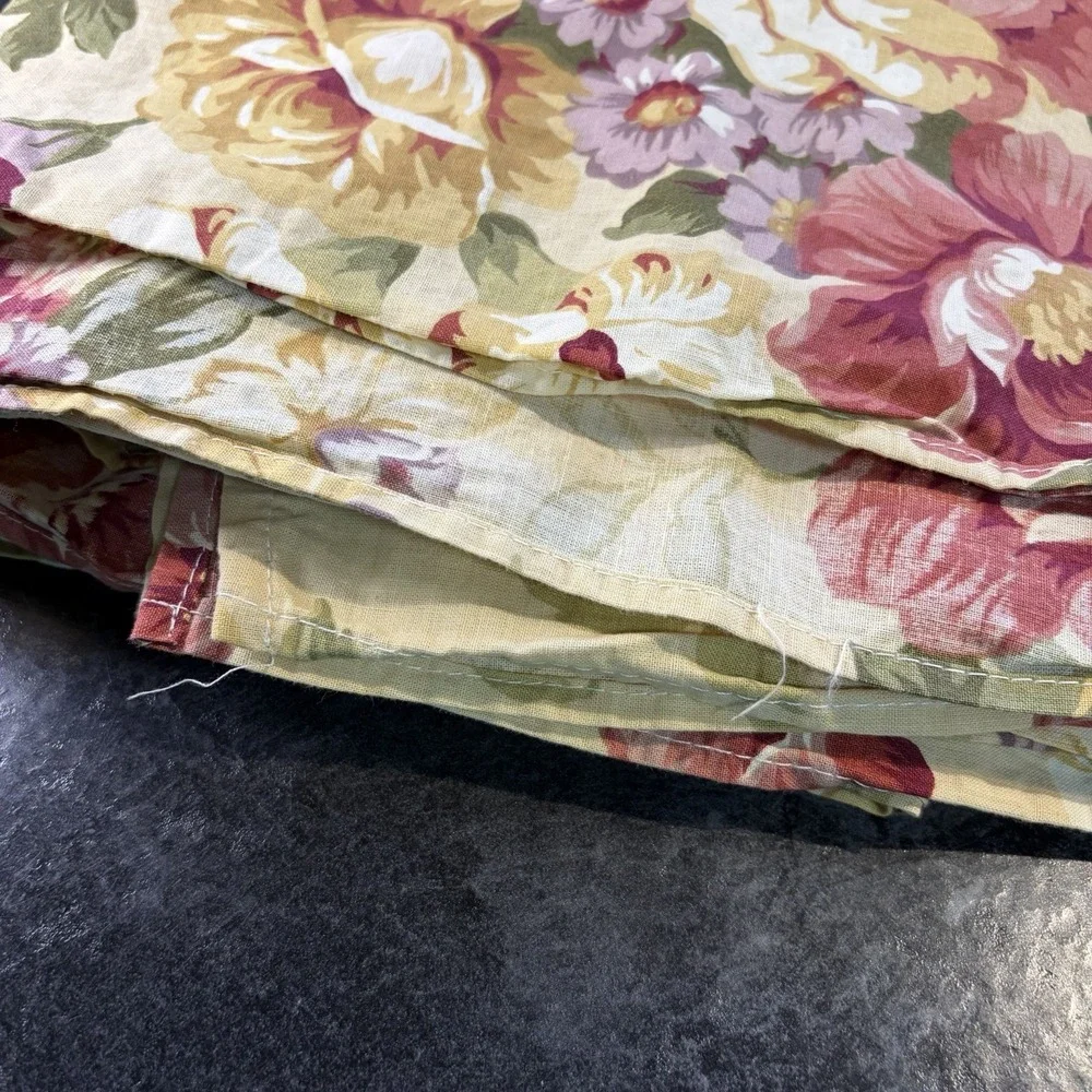 Vintage Ralph Lauren Sophie Brooke Queen Bedskirt Yellow Floral Split Corner EUC